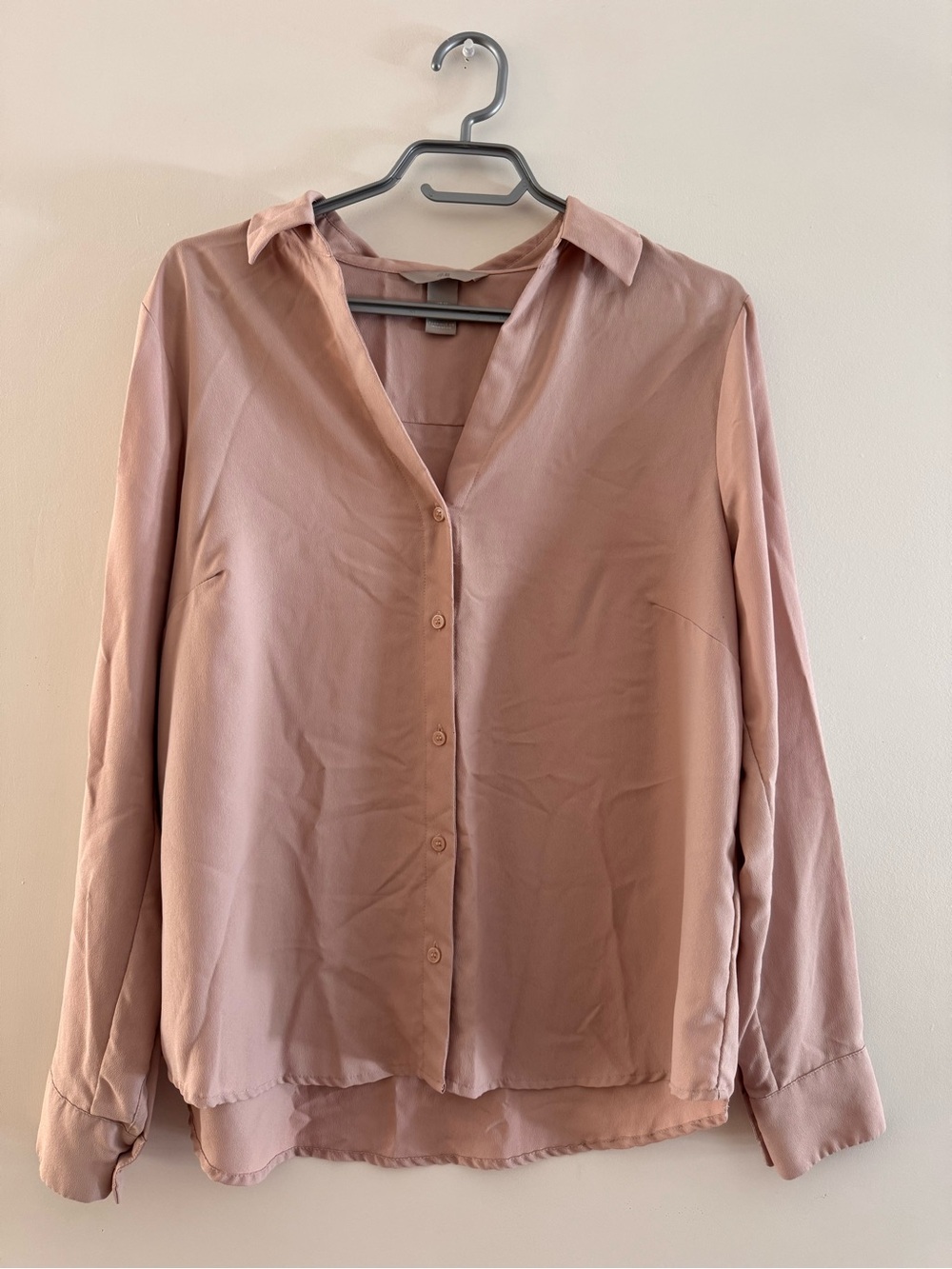 H&M Dusty Rose Long-Sleeve Button Blouse